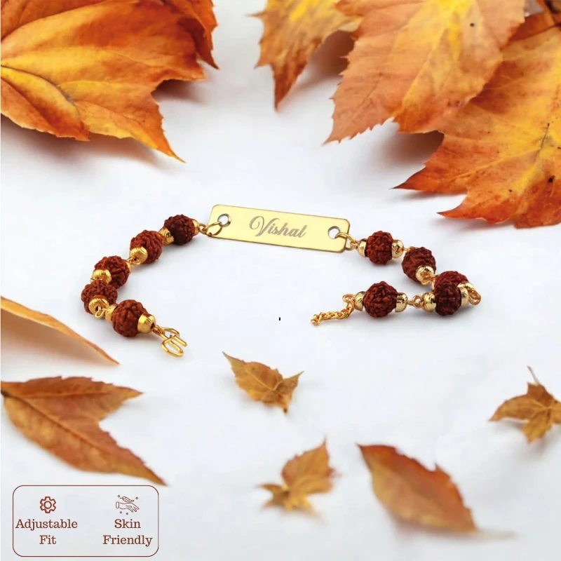 Rudraksha Rakhi with Name for Raksha Bandhan