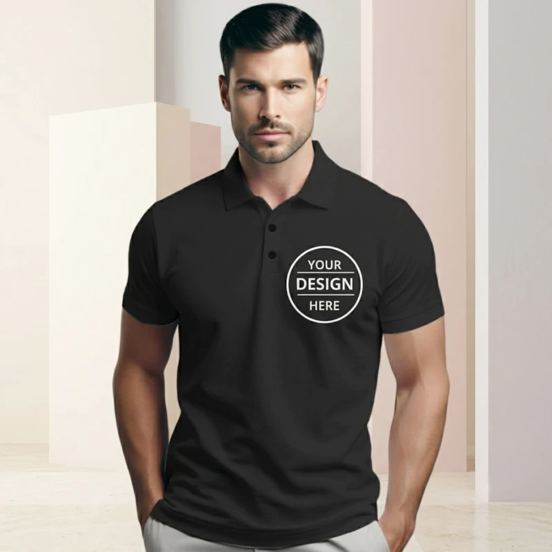 Customised Black Polo T-shirt For Your Business