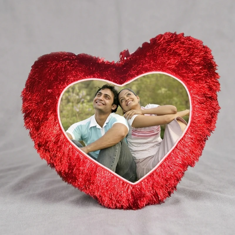 Heart Shape Customised Photo Printing Pillow (RED)